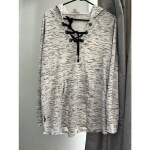 Motherhood maternity pullover v-neck‎ hoodie- gray- size medium